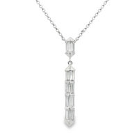 18kt White Gold Natural Baguette Diamond Bar Pendant (.64t)