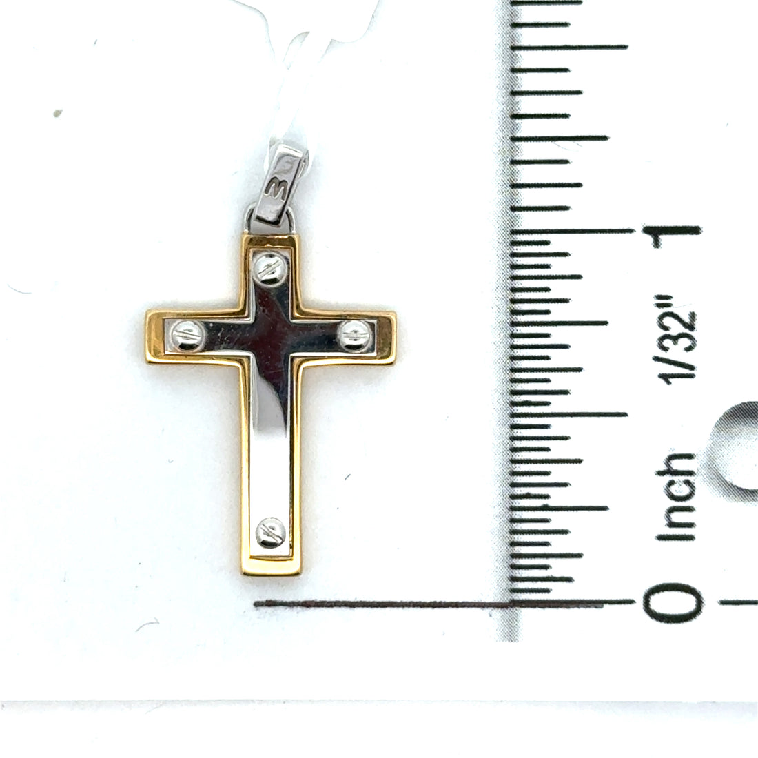 18kt Two-Tone Gold Italian Made Cross Pendant (2.6g)