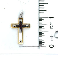 18kt Two-Tone Gold Italian Made Cross Pendant (2.6g)