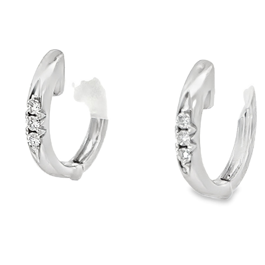 18K White Gold Diamond Hoop Earrings (.08ct)