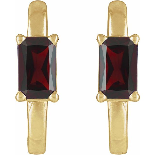 14kt Yellow Gold Natural Emerald-Cut Garnet Earrings (.80ct)