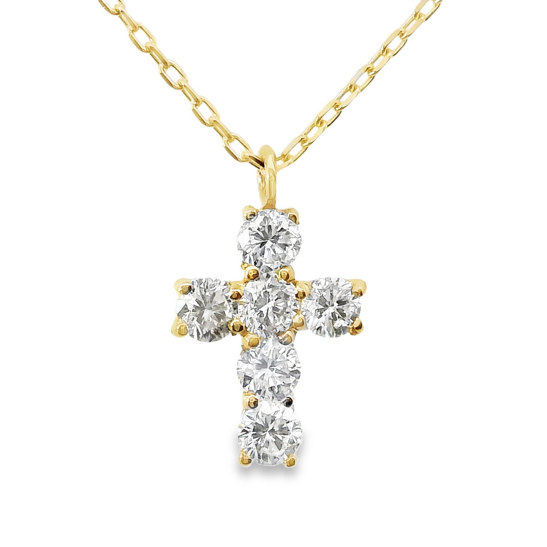 18kt Yellow Gold Natural Diamond Cross Pendant (0.2ct)