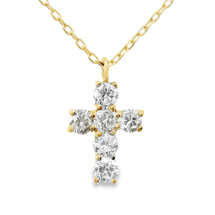 18kt Yellow Gold Natural Diamond Cross Pendant (0.2ct)