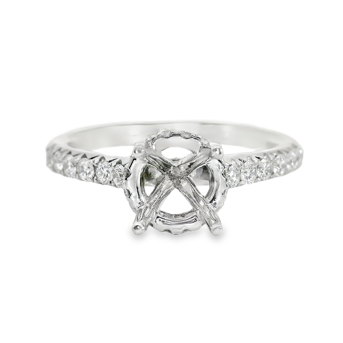18kt White Gold Full-Cut Diamond Semi-Mount Engagement Ring (.37ct)
