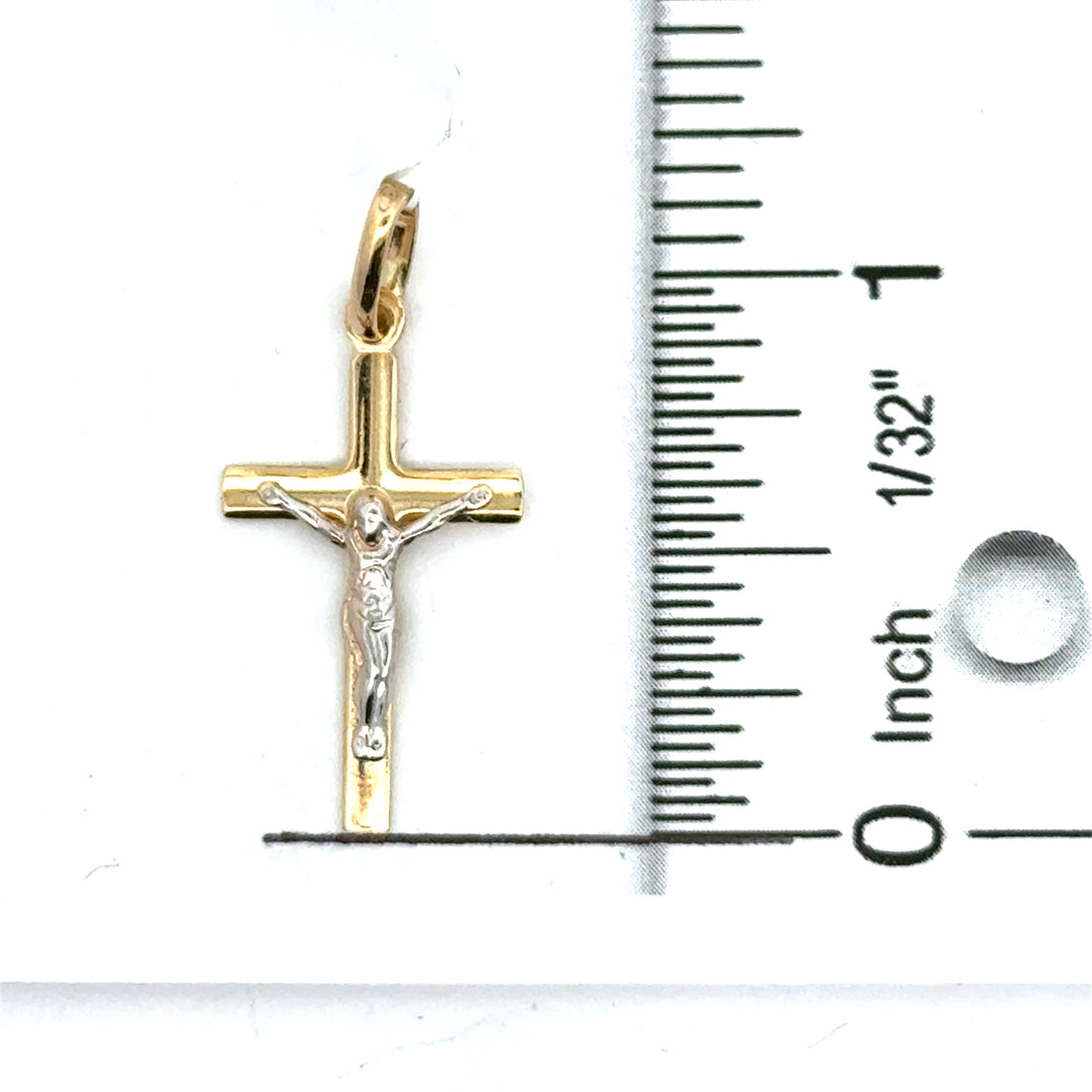 14kt Two-Tone Italian Made Crucifix Pendant (1.05g)