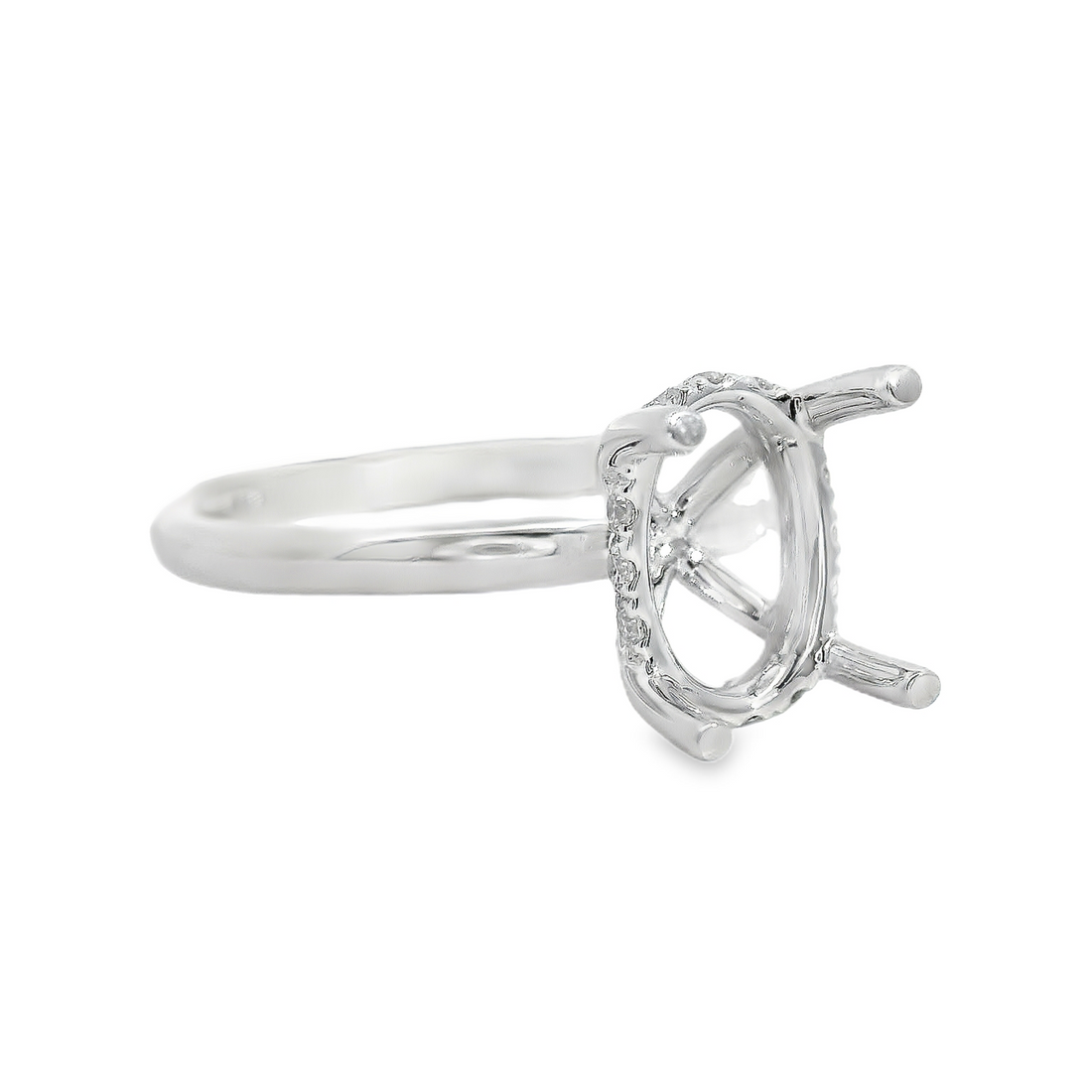 18kt White Gold Natural Round Diamond Semi-Mount Ring (.12ct)