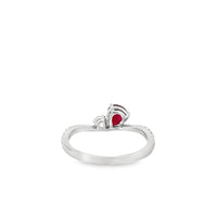 18kt White Gold Pear Natural Ruby and Pear Natural Diamond Ring (0.84ct)