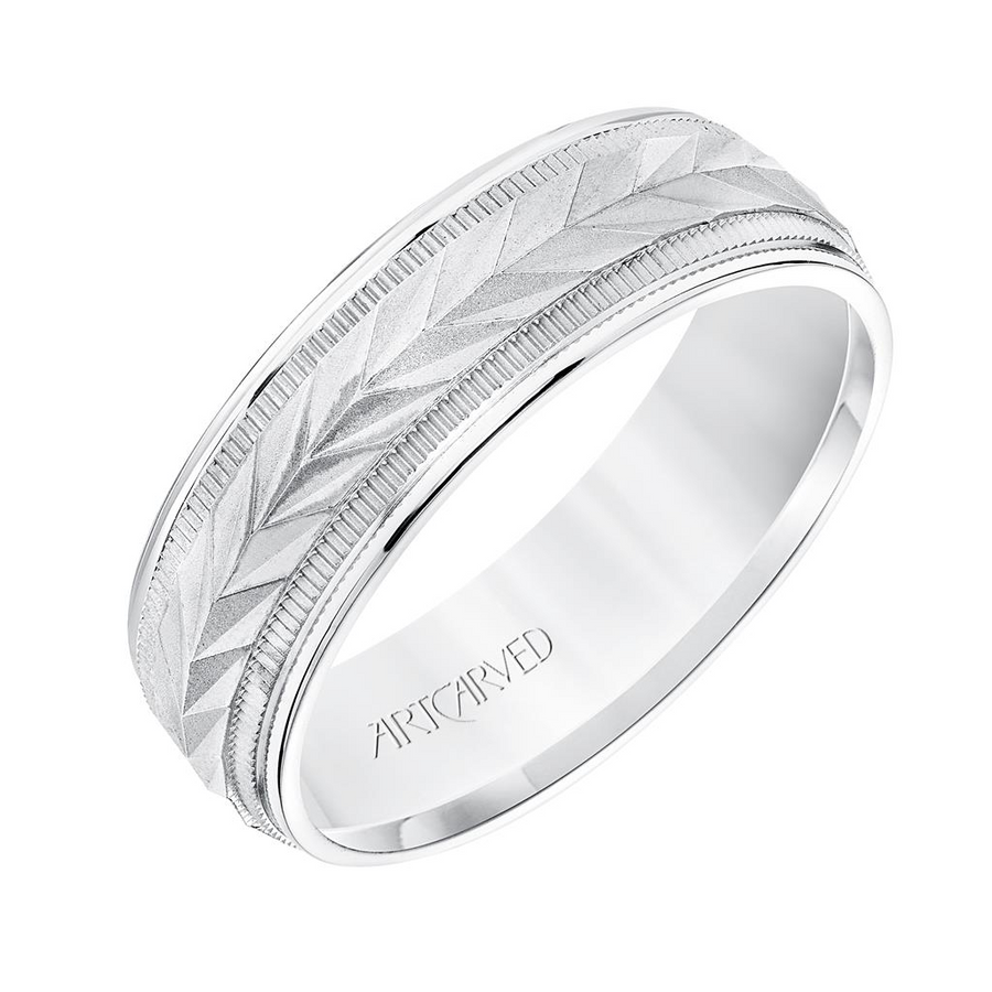 Artcarved 14K White Gold 6.5mm Comfort Fit Wedding Ring