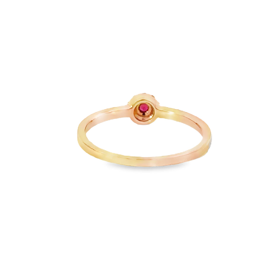 18kt Rosé Gold Round Natural Ruby and Round Natural Diamonds Ring (0.09ct)