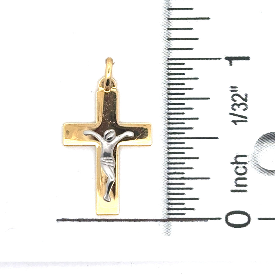 18kt Two-Tone Italian Made Crucifix Pendant (1.41g)