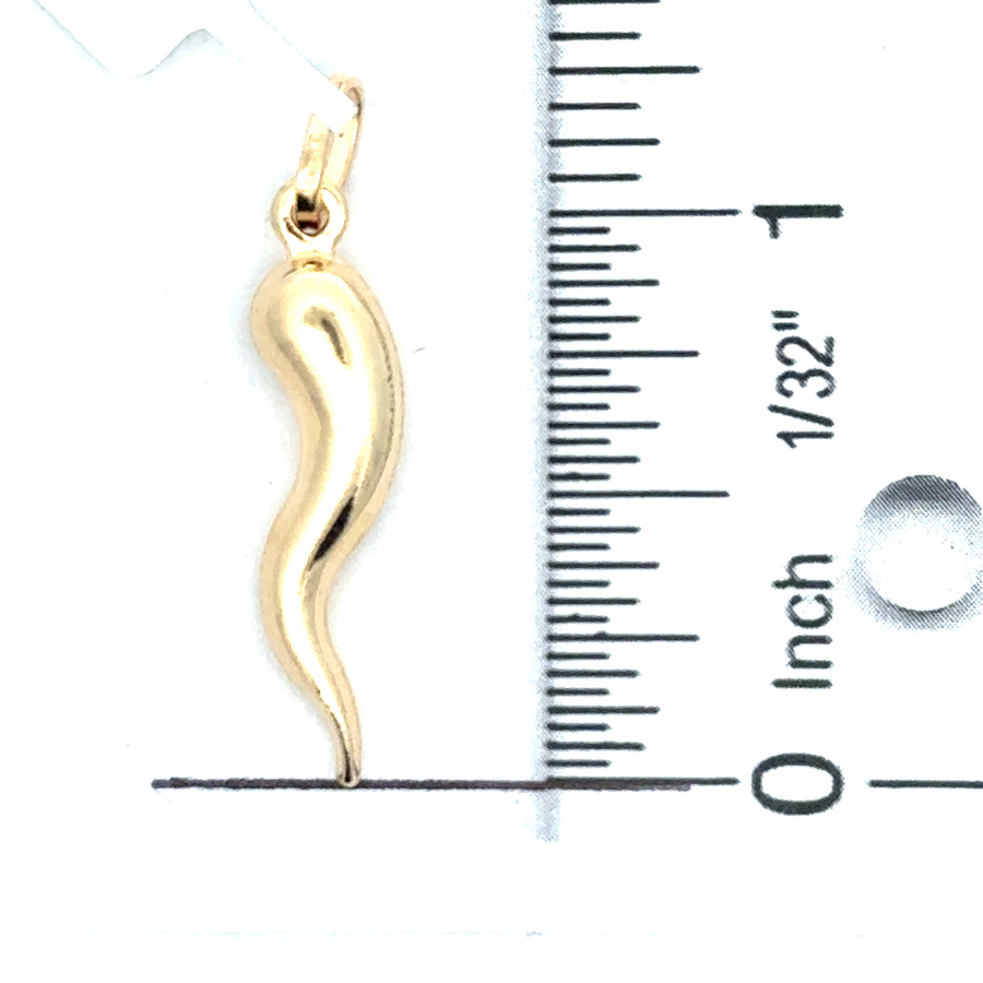 18kt Yellow Gold Italian Made 31mm Horn Pendant (1.17g)