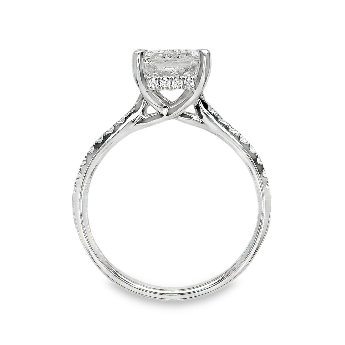 18kt White Lab-Grown Radiant and Natural Round Diamonds Hidden Halo Engagement Ring (2.34ct)