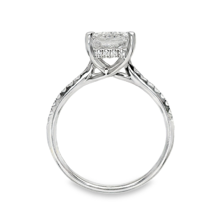 18kt White Lab-Grown Radiant and Natural Round Diamonds Hidden Halo Engagement Ring (2.34ct)