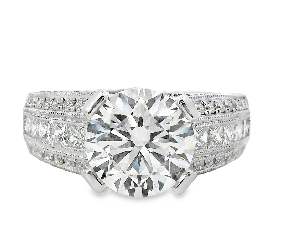 18kt White Gold Lab-Grown Round Diamond Engagement Ring (3.77ct)