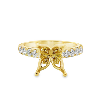 18kt Yellow Gold Natural Round Diamond Half-Mount Engagement Ring (.97ct)