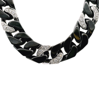 18kt White Gold (10.52g) and Black Ceramic (26.28g) 7.5" Natural Round Diamond Curb Bracelet (.53ct)