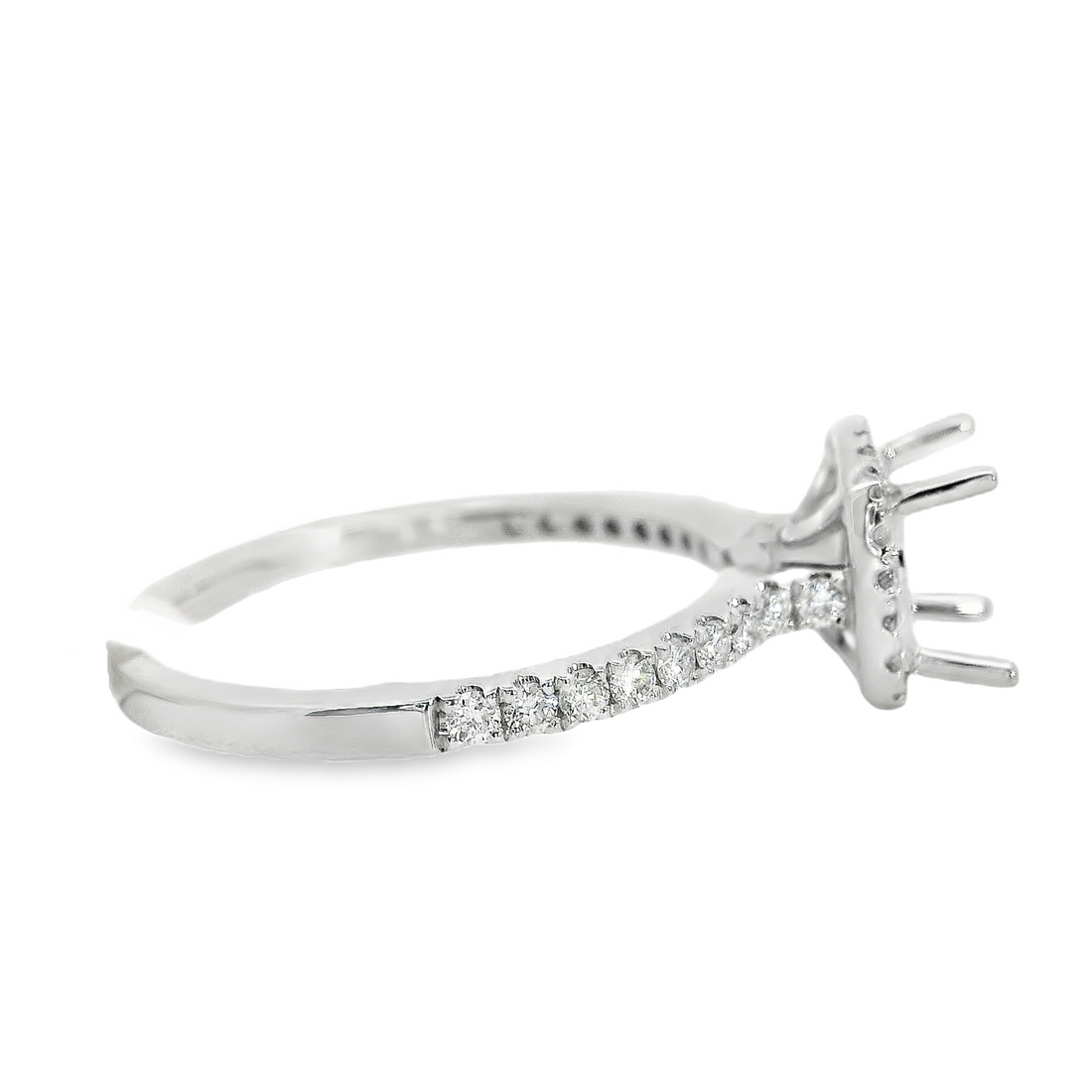 18kt White Gold Full-Cut Diamond Halo Semi-Mount Ring (.32ct)