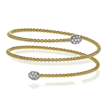 Simon G 18K Yellow and White Gold Diamond Beaded Bangle Bracelet (.33ct)