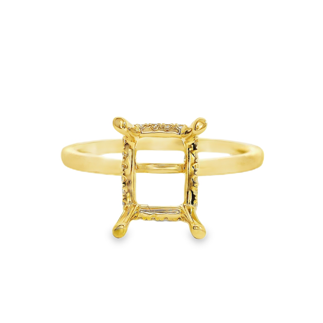 18kt Yellow Gold Natural Round Diamond Semi-Mount Ring (0.11ct)