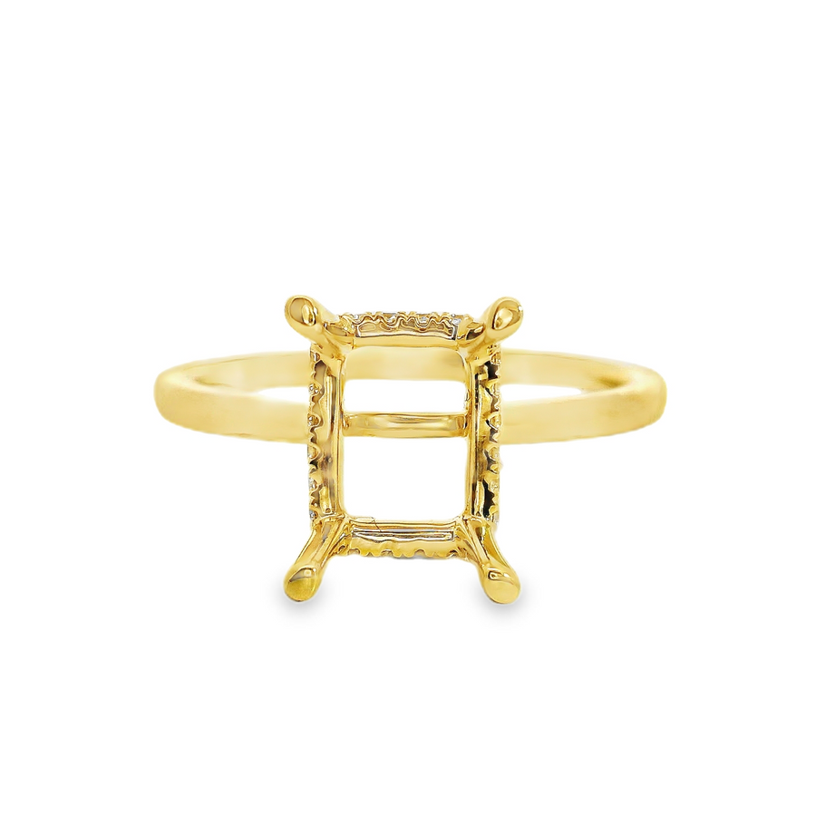 18kt Yellow Gold Natural Round Diamond Semi-Mount Ring (0.11ct)