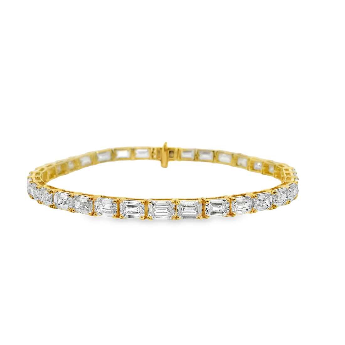 14kt Yellow Gold 7" Lab-Grown Emerald Diamond Tennis Bracelet (14.09ct)