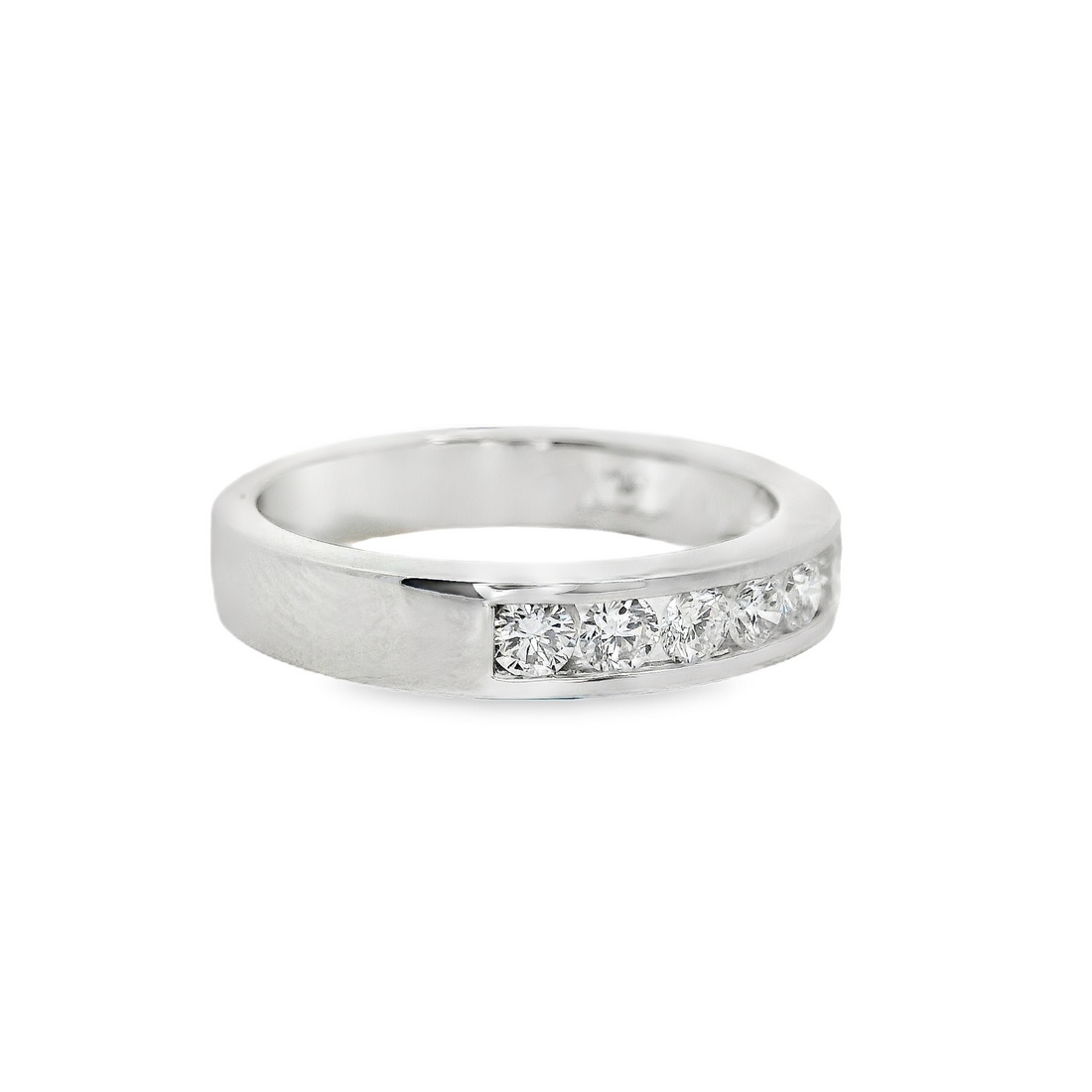 18kt White Gold Natural Round Diamond Wedding Ring (.78ct)