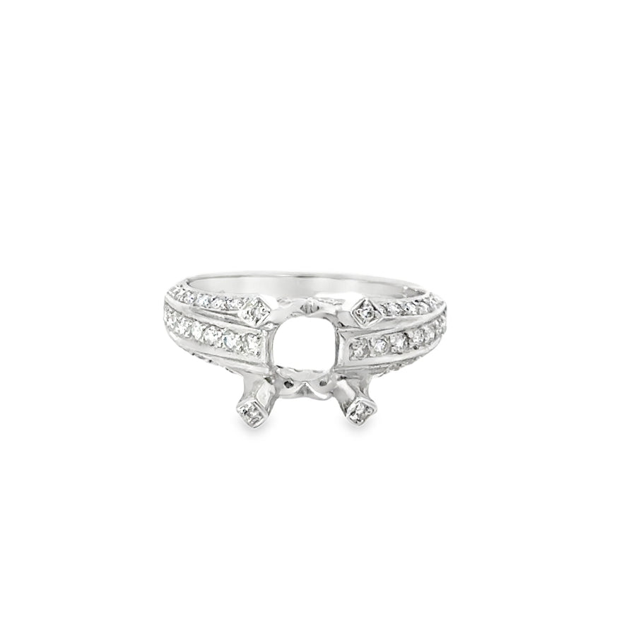 18kt White Gold Pave Natural Diamonds Semi-Mount Ring (0.58ct)