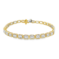 14kt Yellow Gold Lab-Grown Emerald Diamond 7" Tennis Bracelet (10.00ct)