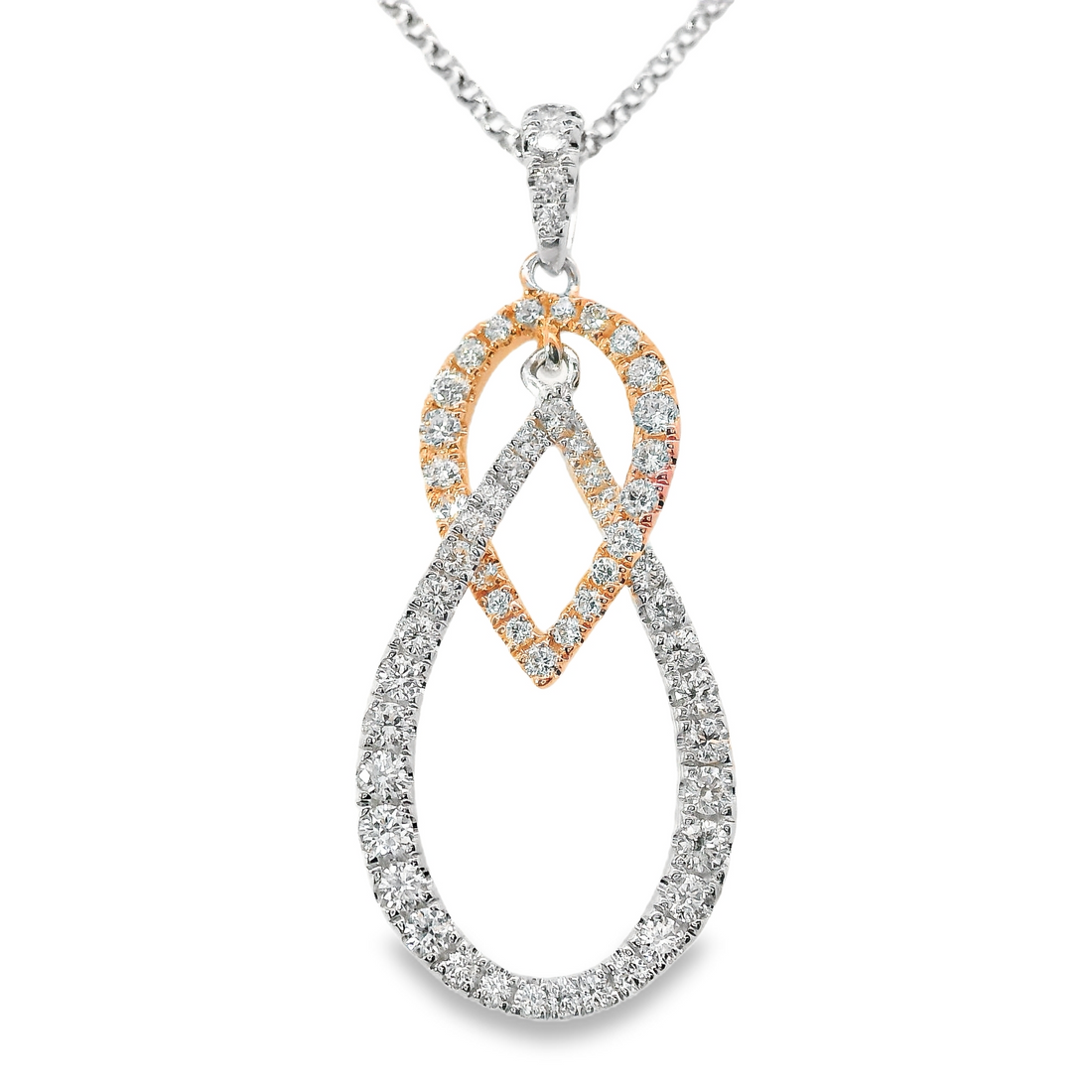 18kt Two-Tone White and Rose Gold Natural Round Diamond Pendant (.46ct)