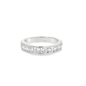 18K White Gold Natural Round Diamond Wedding Band (1.10ct)