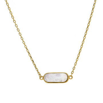 18kt Yellow Gold Mother of Pear Oval Necklace