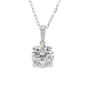 18kt White Gold Lab-Grown Round Diamond and Natural Round Diamonds Pendant (3.18ct)