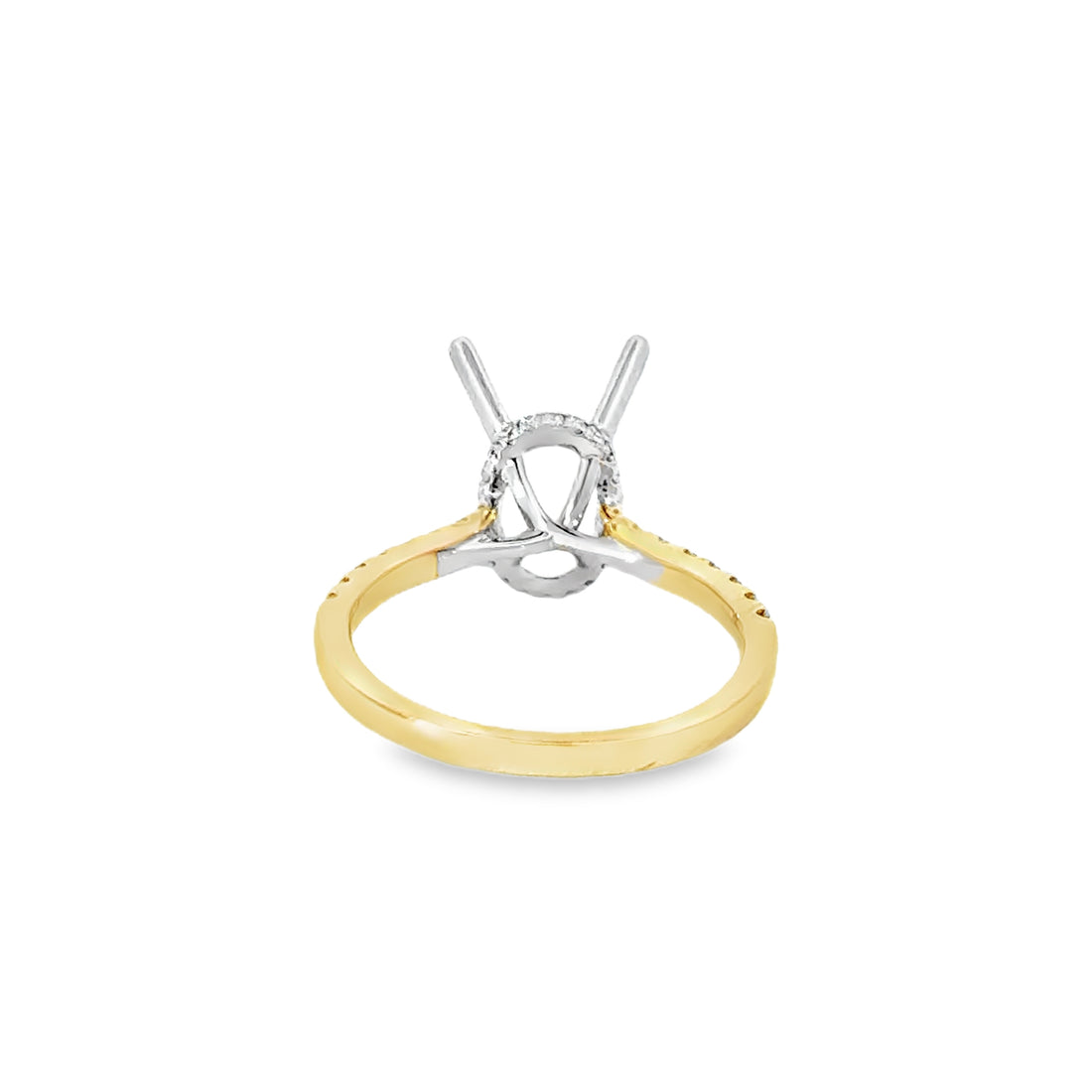 18kt Tu-Tone Gold Hidden Halo Natural Diamonds Semi-Mount Ring (0.31ct)