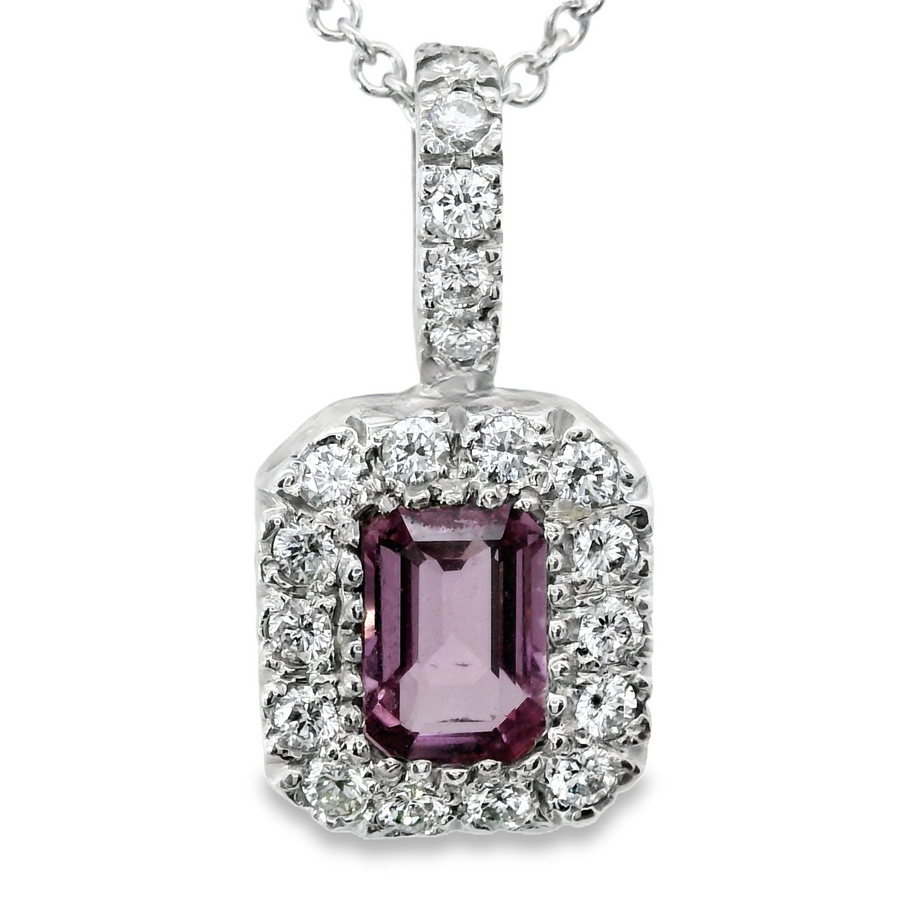 14kt White Gold Natural Diamonds And Natural Sapphire Pendant (0.99ct)