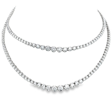 18K White Gold Double Strand Diamond Necklace (13.56ct)