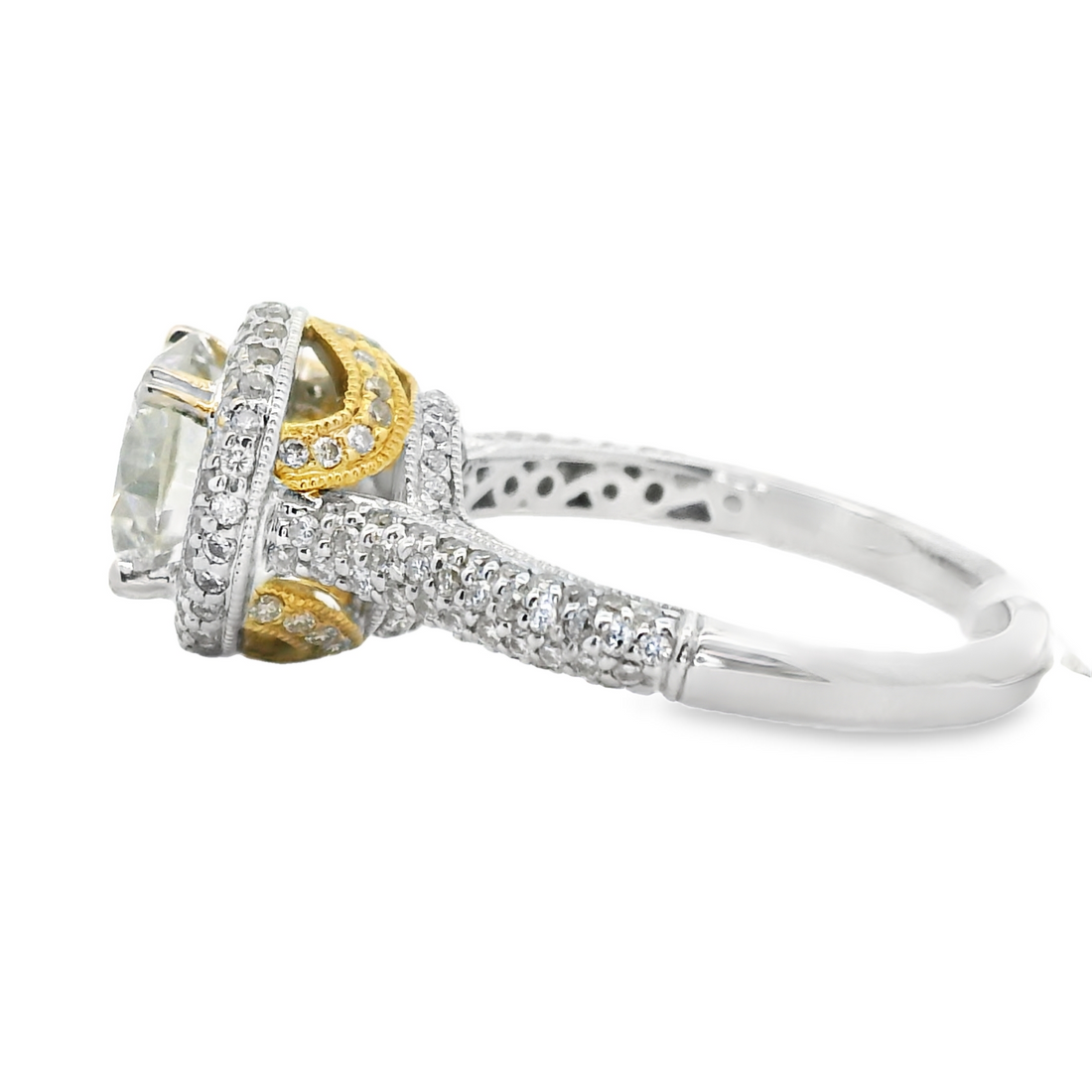 18kt Two-Tone Natural Round Brilliant Diamond Engagement Ring (2.74ct)