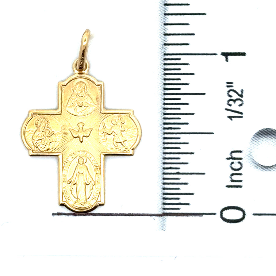 18kt Yellow Gold Italian Made Four Way Cross Pendant (3.11g)