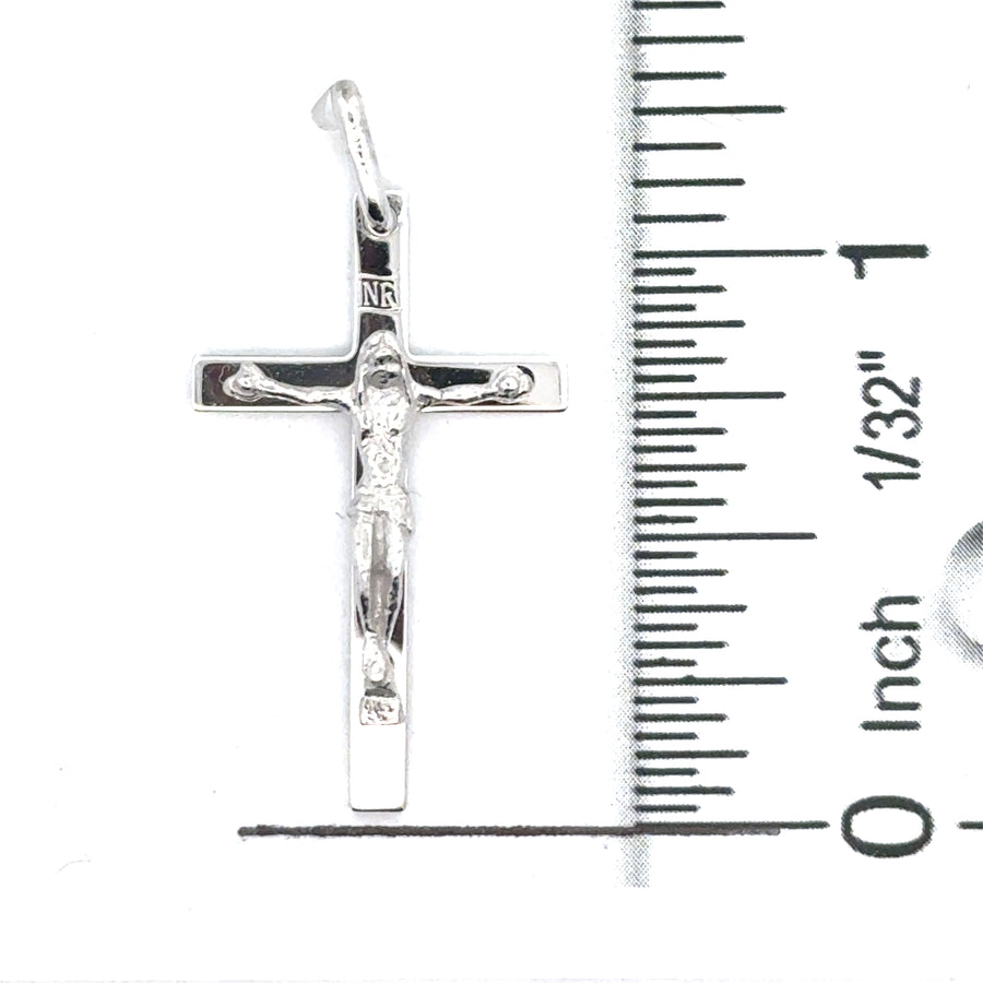 18kt White Gold Italian Made Crucifix Pendant (2.1g)