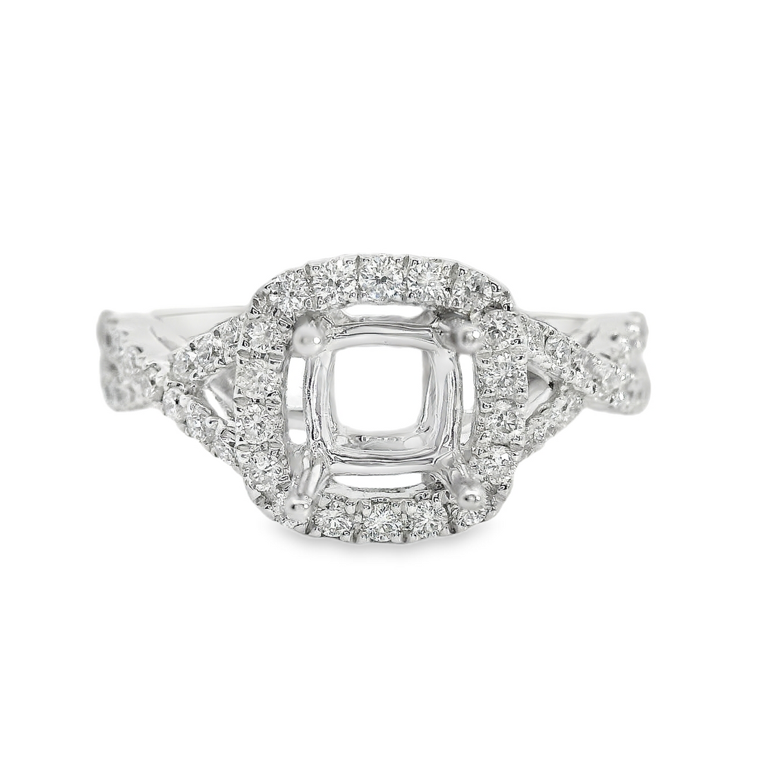 18kt White Gold Full-Cut Diamond Semi-Mount Ring (.49ct)