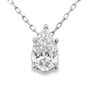 14kt White Gold Pear Lab-Grown Diamond Solitaire Pendant (1.55ct)