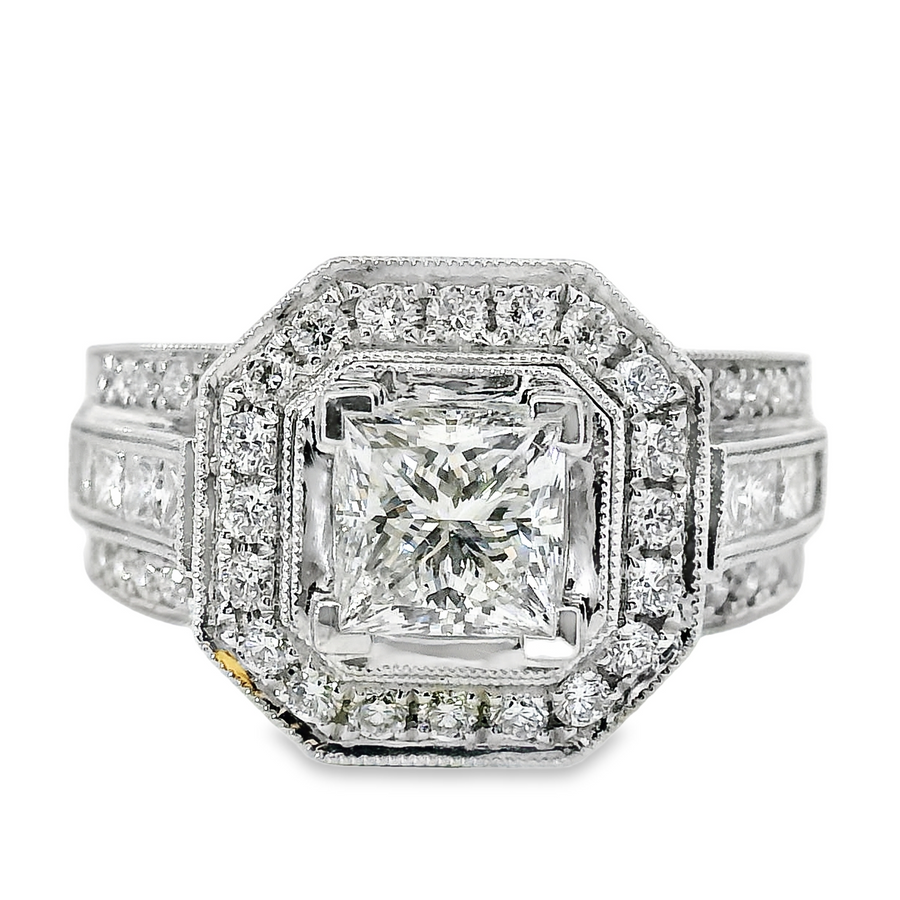 18kt White Gold Natural Princess Diamond Engagement Ring (2.02ct)
