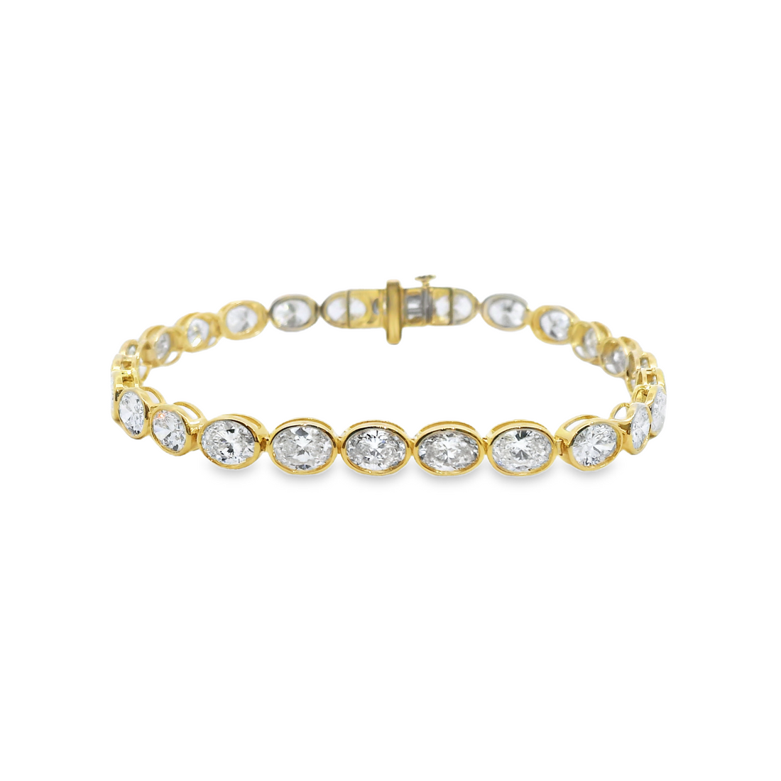 14kt Yellow Gold Bezel-Set 7" Lab-Grown Oval Diamond Bracelet (10.00ct)