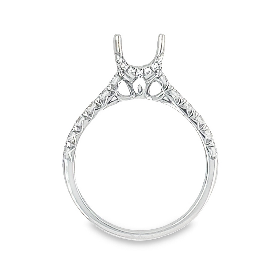 18K White Gold Natural Round Diamond Semi-Mount Ring (.57ct)