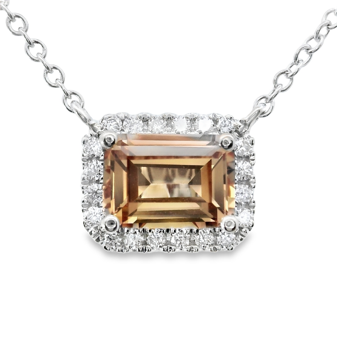 18kt White Gold Natural Diamonds And Simulant Sapphire Pendant (1.5ct)