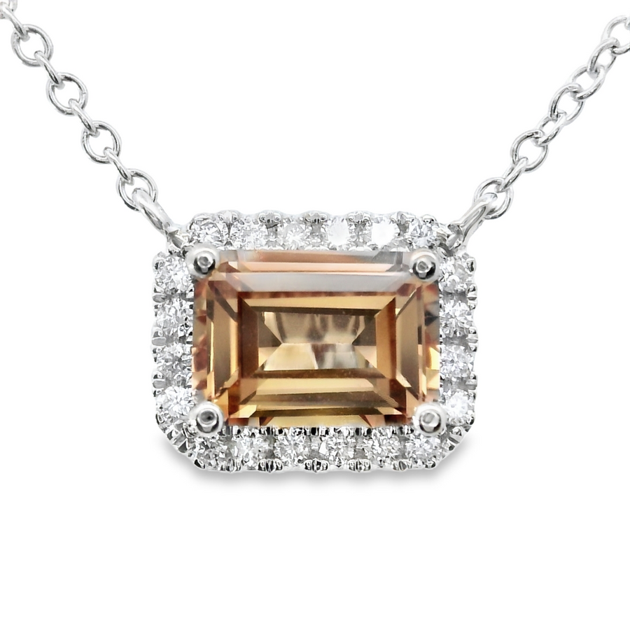 18kt White Gold Natural Diamonds And Simulant Sapphire Pendant (1.5ct)