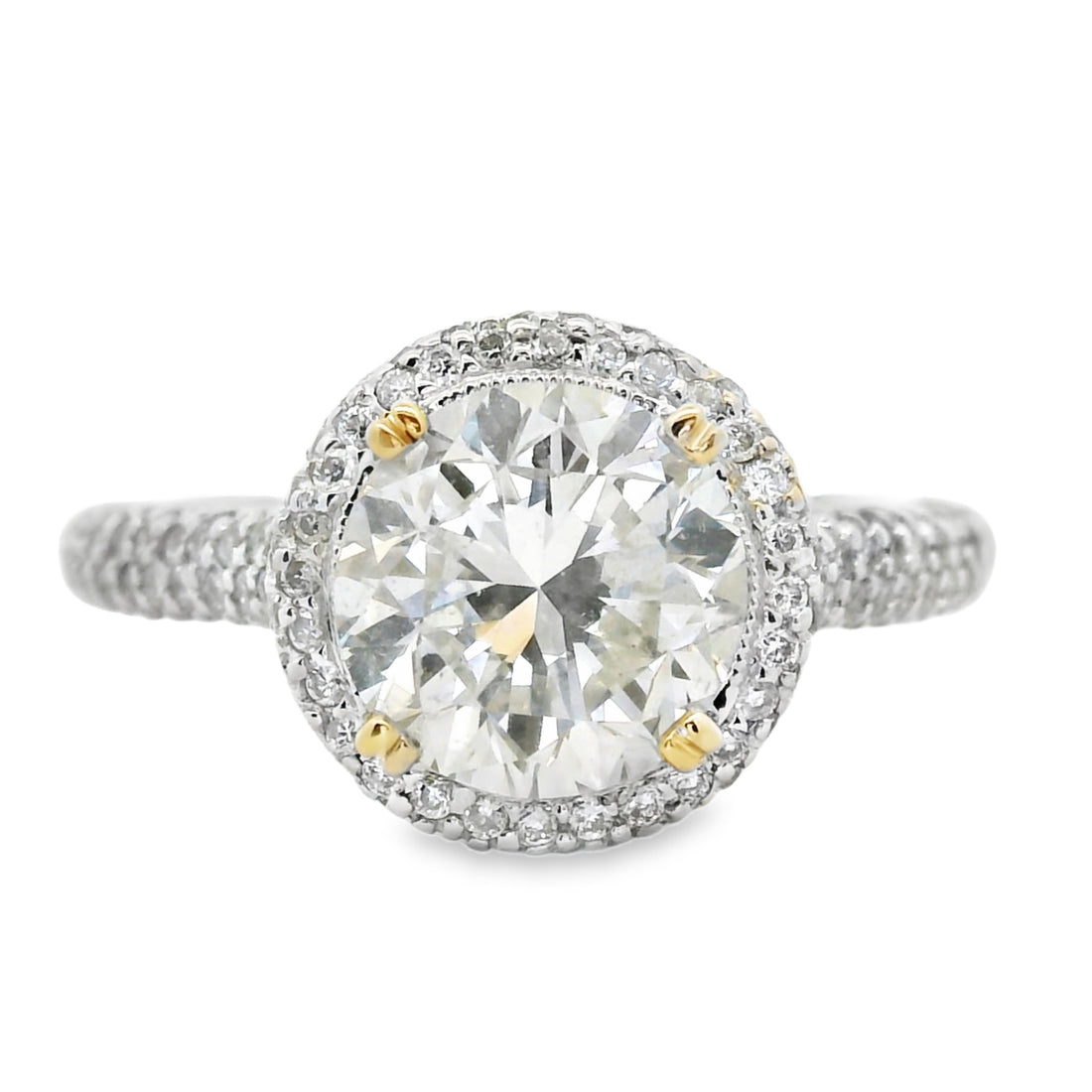 18kt Two-Tone Natural Round Brilliant Diamond Engagement Ring (2.74ct)