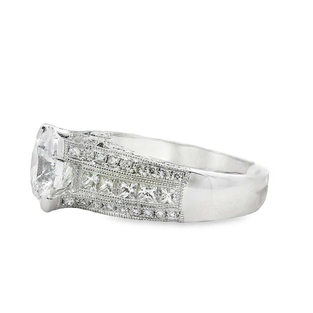 18kt White Gold Lab-Grown Round Diamond Engagement Ring (3.77ct)