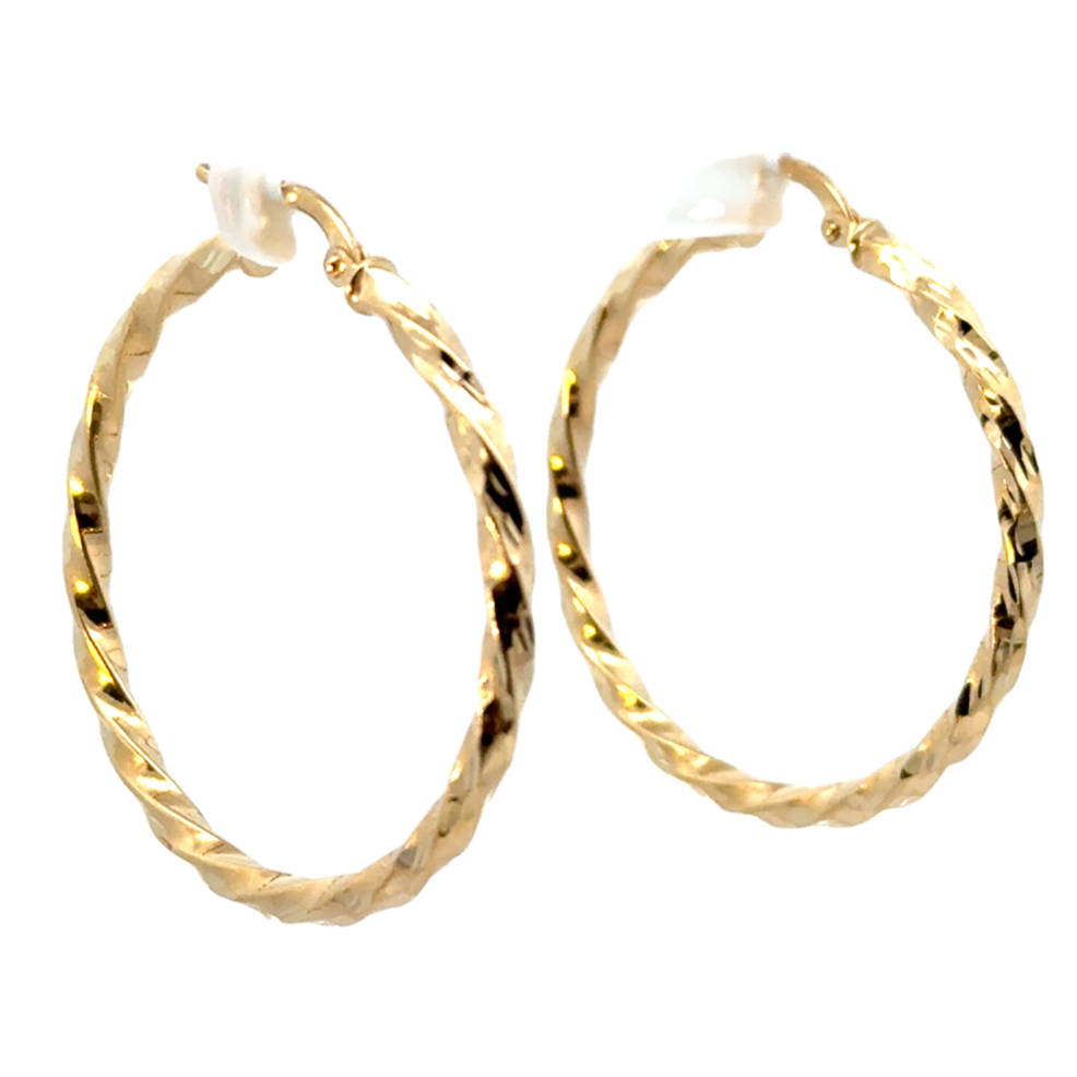 14kt Yellow Gold Italian Made Twisted Hoop Earrings (2.8g)