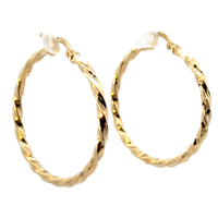 14kt Yellow Gold Italian Made Twisted Hoop Earrings (2.8g)