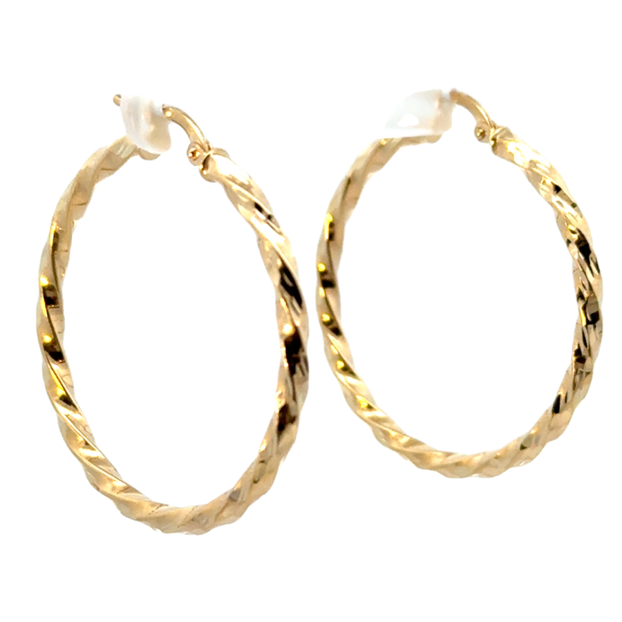 14kt Yellow Gold Italian Made Twisted Hoop Earrings (2.8g)